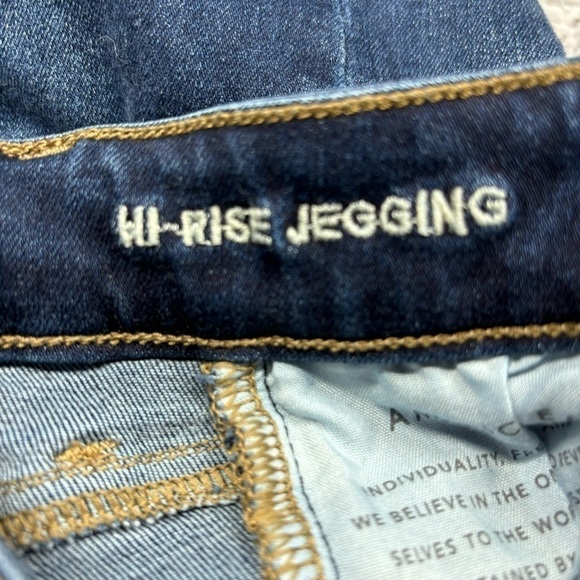 American Eagle Jeans Womens 000 Short Hi Rise Jegging Dark Distressed Thrashed - Picture 3 of 6